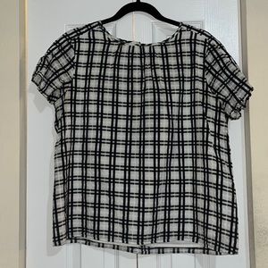 Ann Taylor Factory Black White Plaid Checkered Stripe
